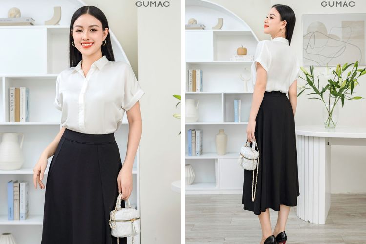 Áo sơ mi phối chân váy khi đi phỏng vấn