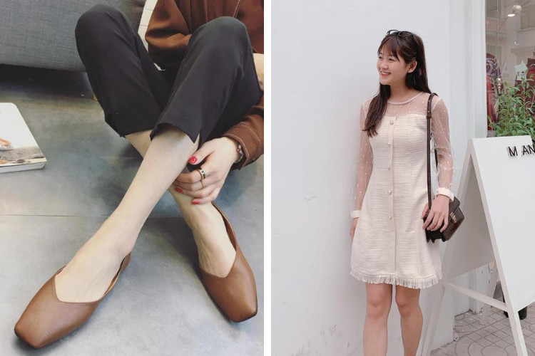 Mặc váy dạ đi giày bệt
