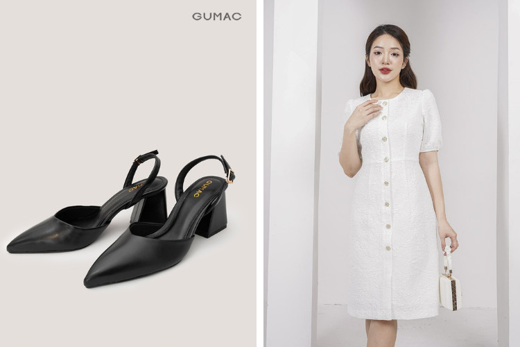 Mặc váy liền đi sandal mũi nhọn