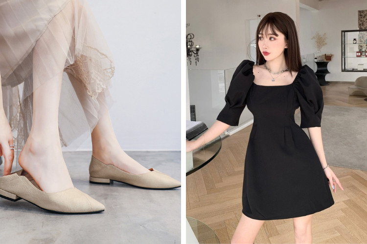 Mặc váy ngắn đi giày bệt