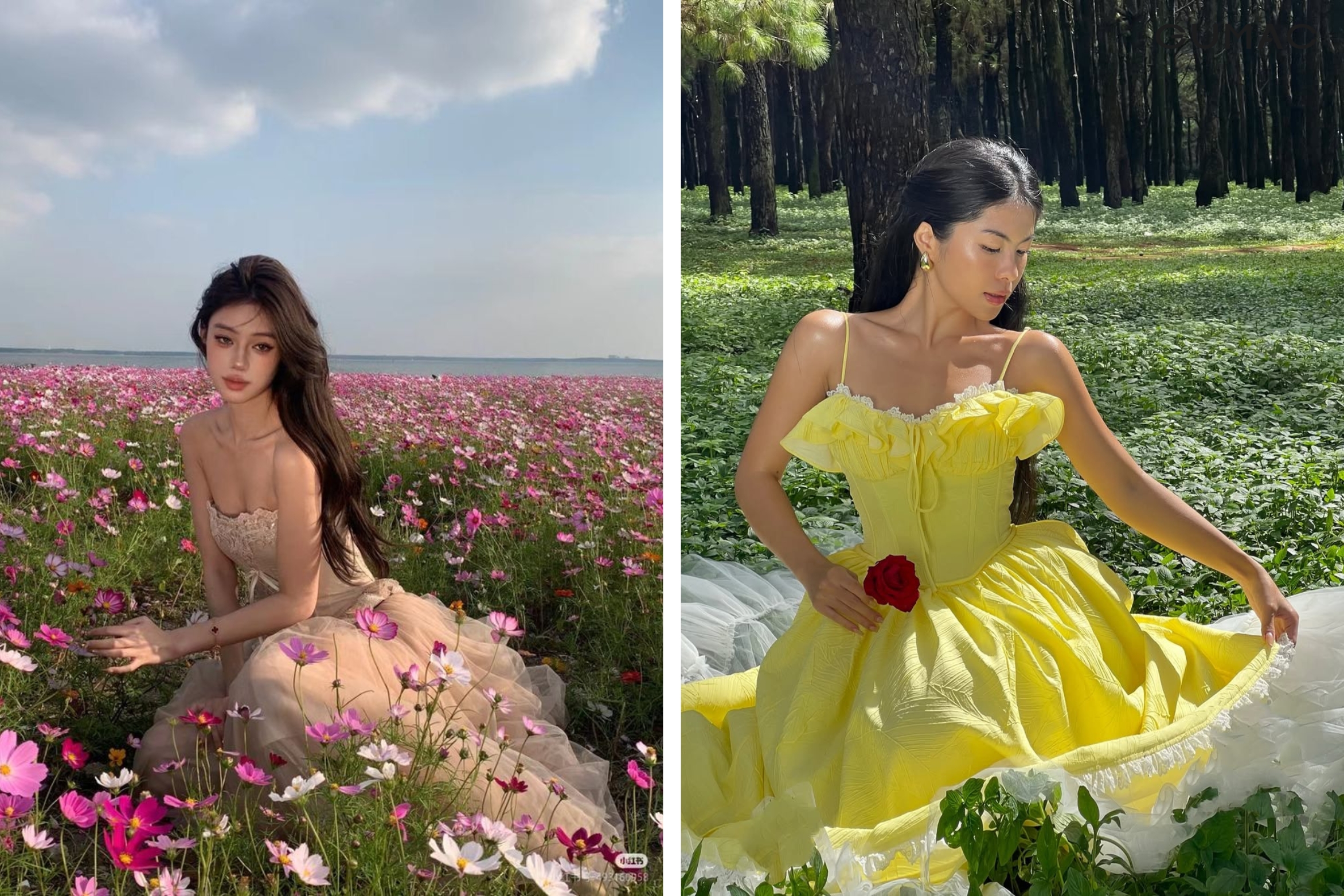 mặc váy hai dây đi Bà Nà Hill ở vườn hoa Le-Jardin-D’Amour