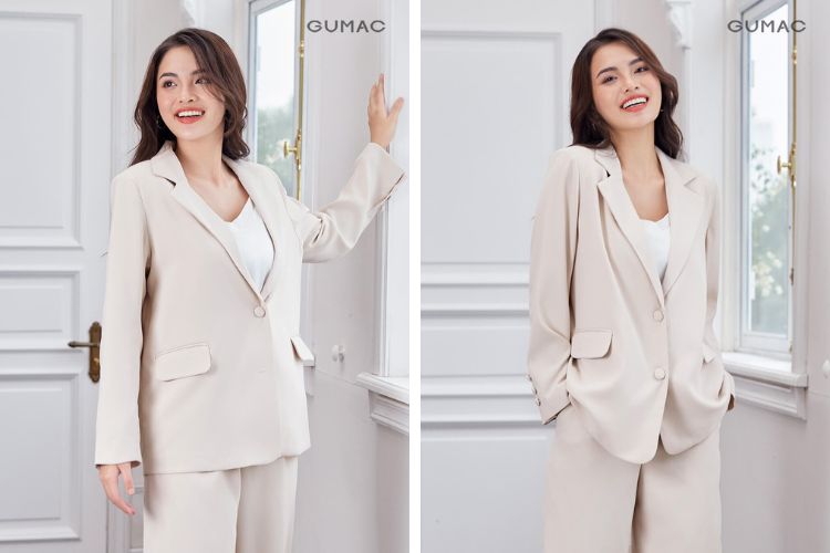 Áo blazer màu kem ấm áp