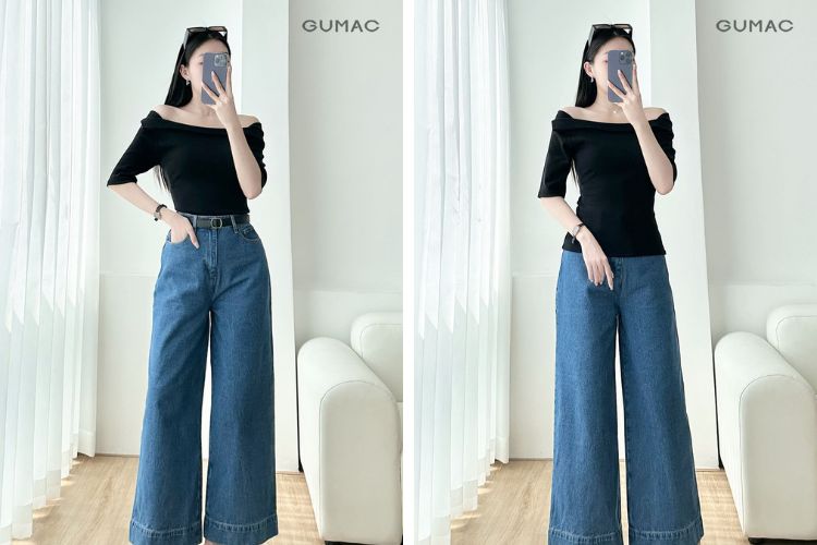 Áo đen kết hợp quần jean Áo đen kết hợp quần xanh đen