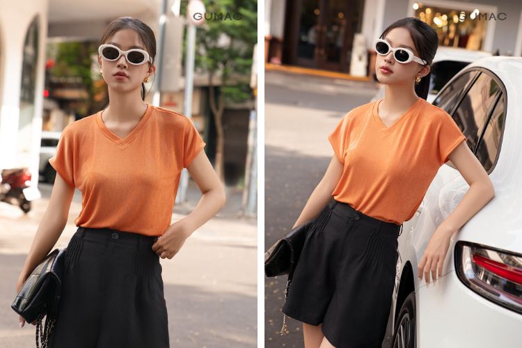 Áo cam mặc quần đen Áo cam mặc quần đen