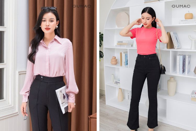 Áo hồng mặc quần đen Áo hồng mặc quần đen
