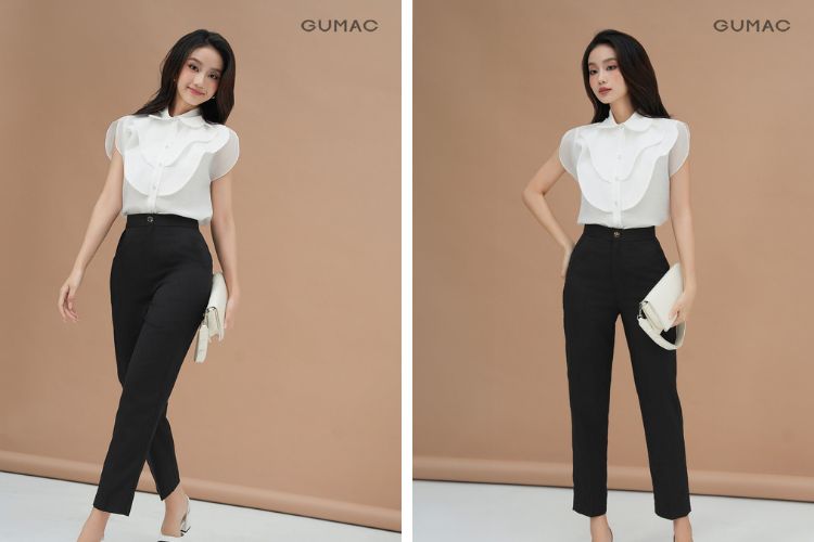 Áo trắng mặc quần đen Áo trắng mặc quần đen