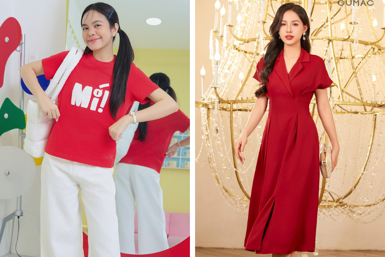 Phối đồ màu đỏ xinh đẹp cho nữ