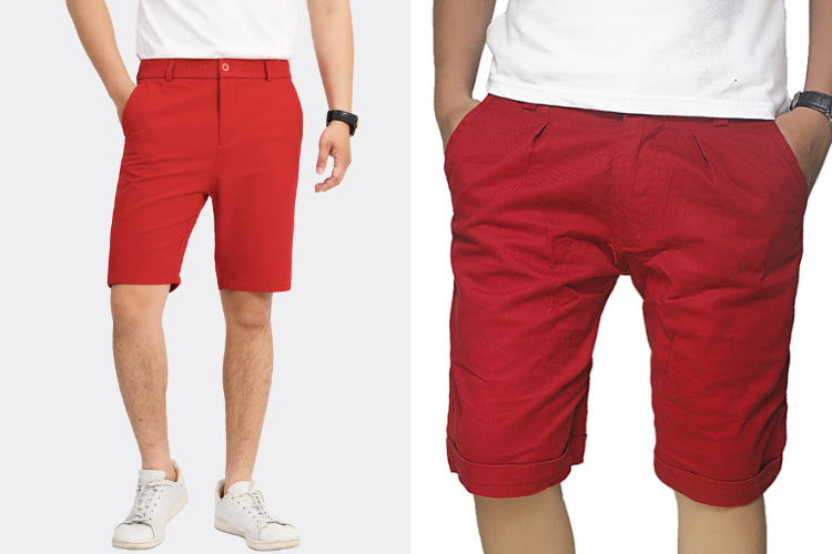 Phối đồ với quần short màu đỏ mix áo thun trắng cho nam