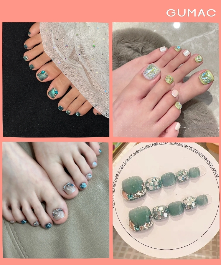 nail chan xanh dinh da dep
