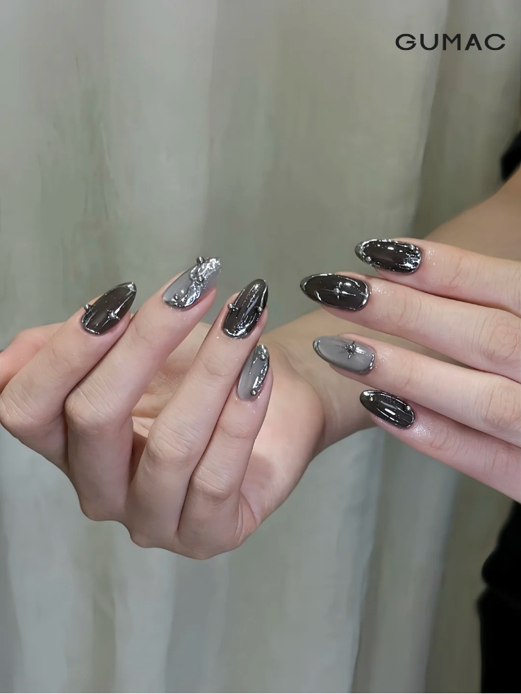kieu nail mau xam den