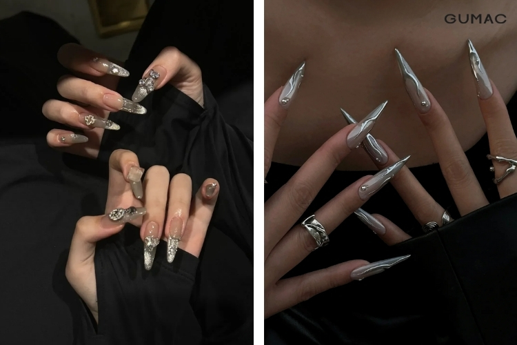 mau nail mau xam hop voi mau da nao