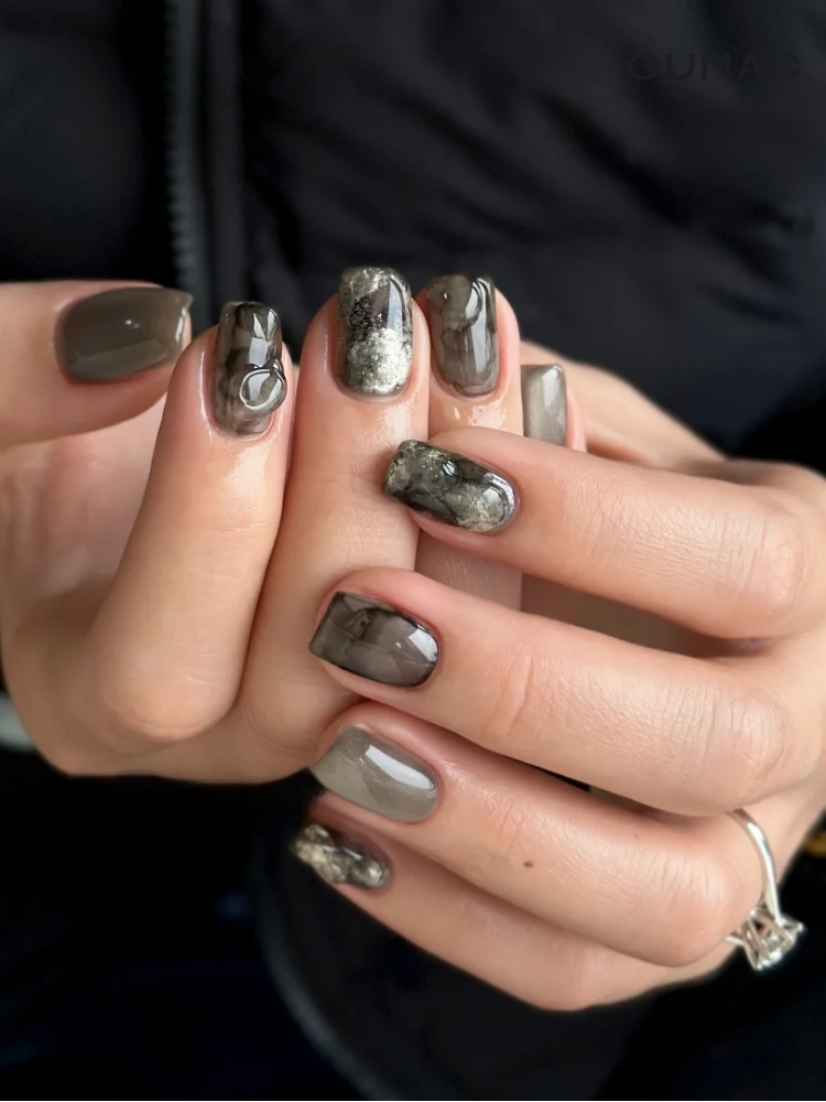 nail mau xam den