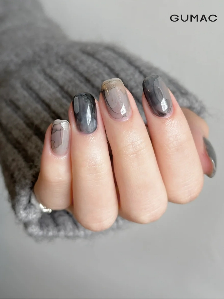 nail mau xam marble van da