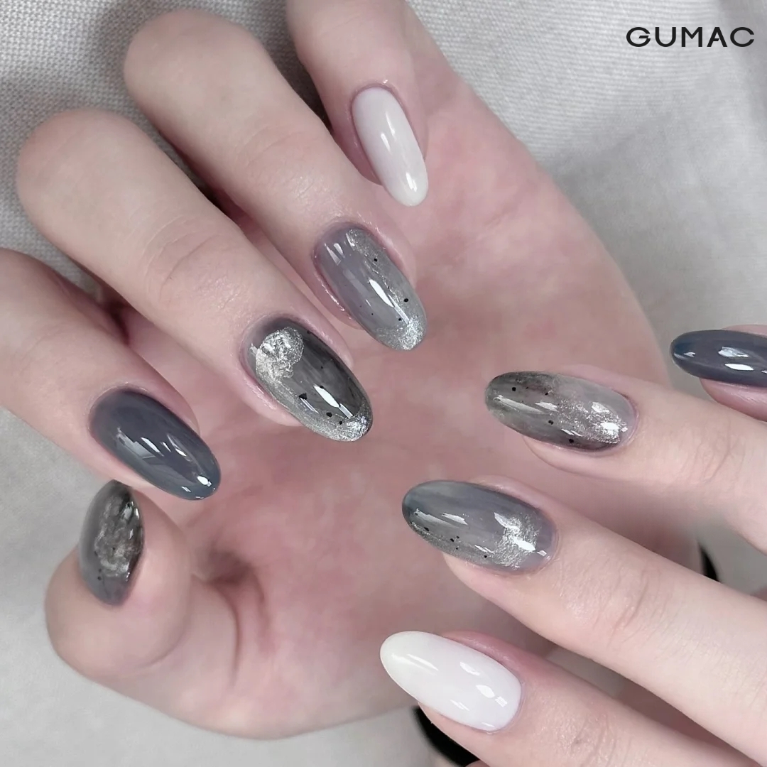 nail mau xam nhu lap lanh