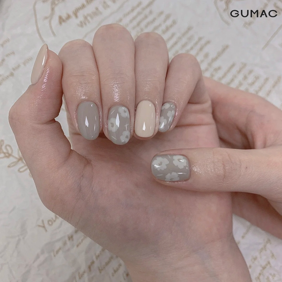 nhung kieu nail mau xam hoa tiet