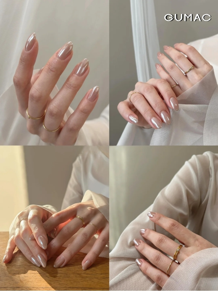 mau nail trang guong dep