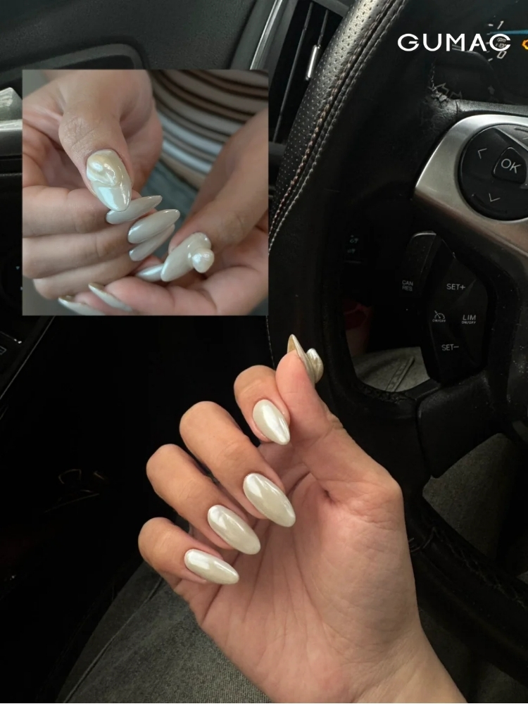 mau nail trang guong di tiec