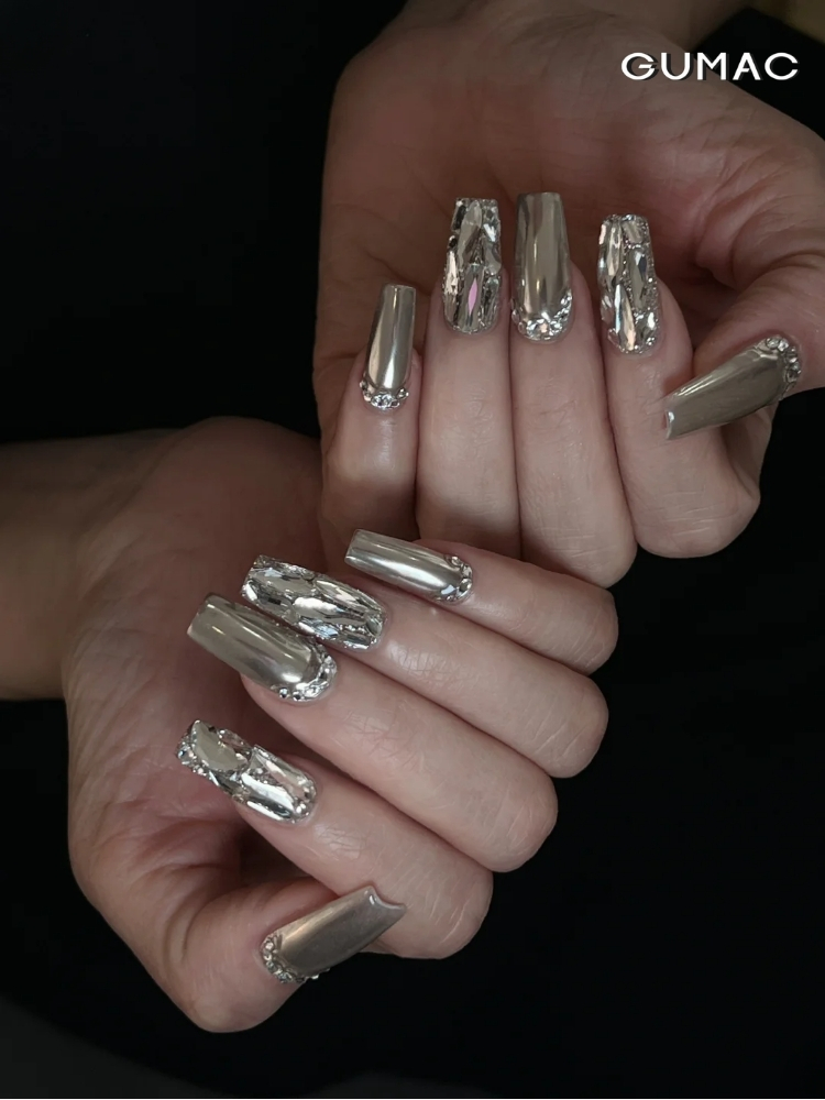 mau nail trang guong dinh da