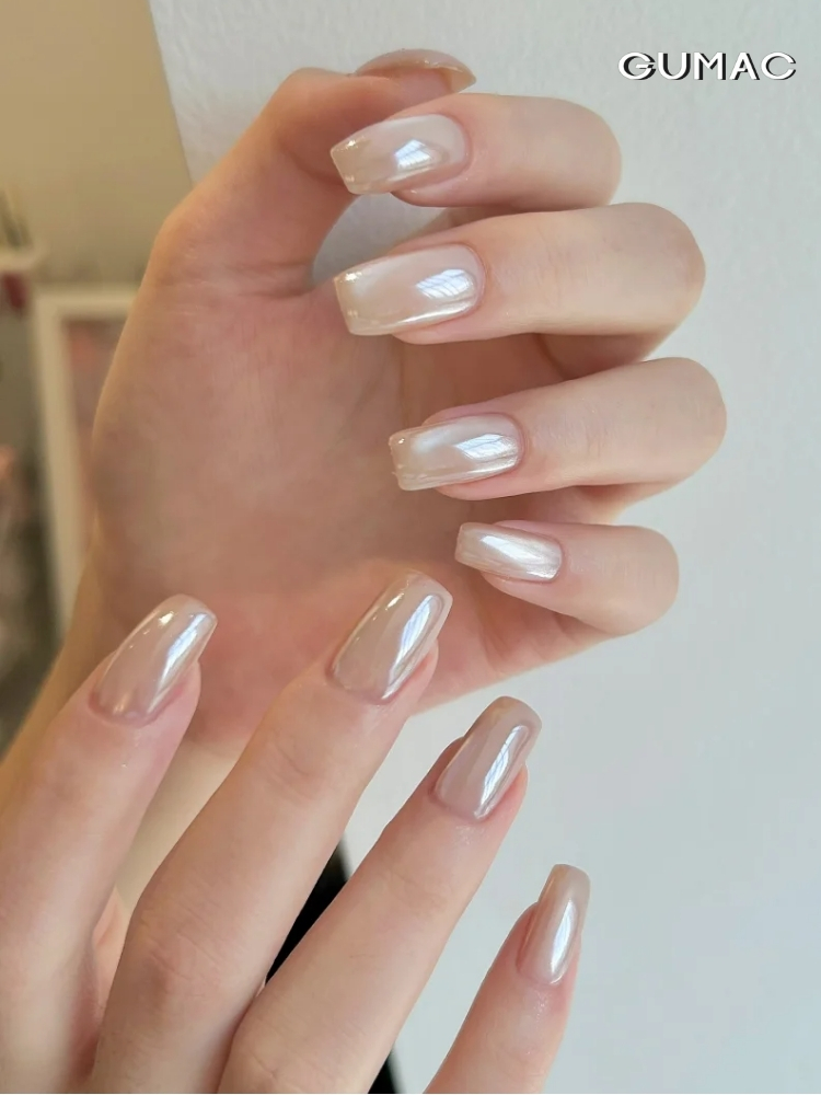 mau nail trang guong don gian