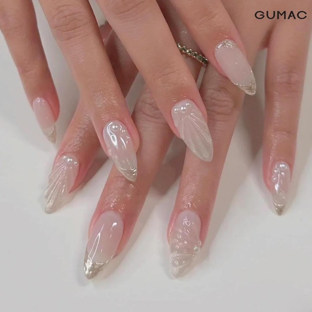 mau nail trang guong noi sang trong