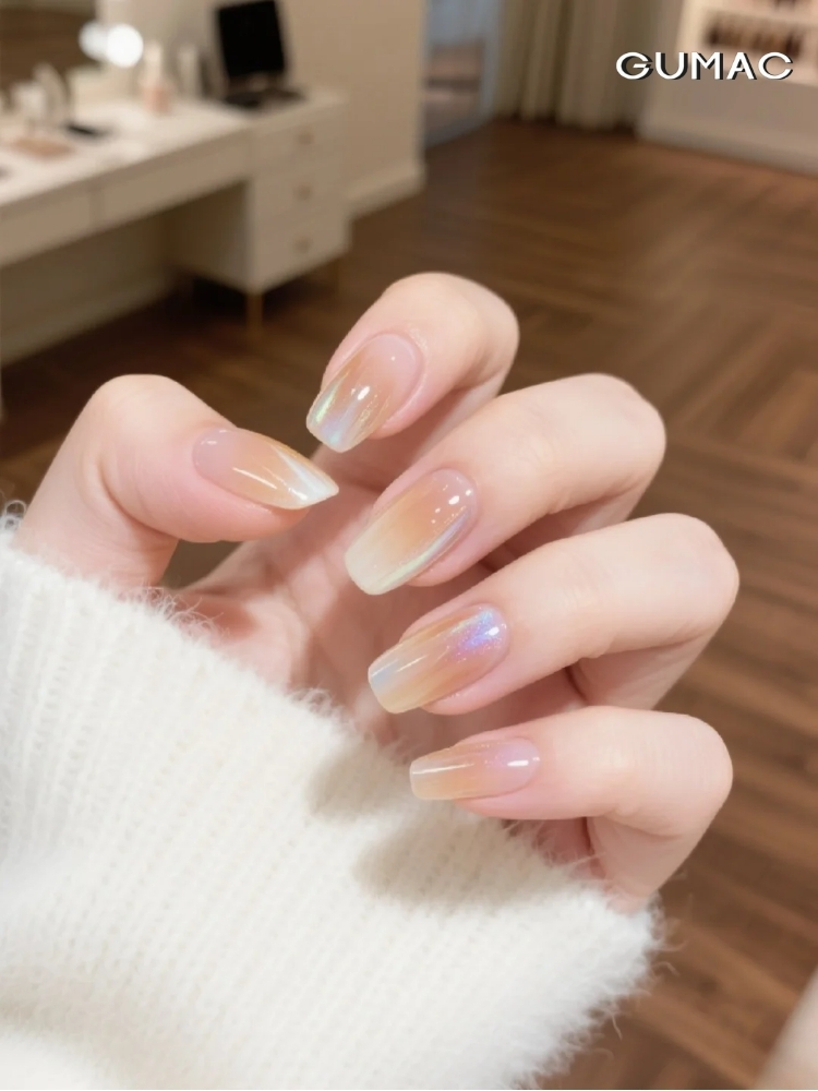 mau nail trang guong ombre