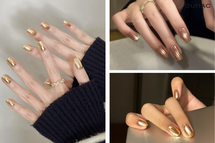 mau nail trang guong vang