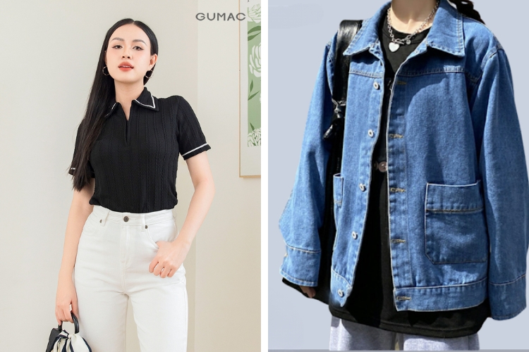 Phối đồ với áo polo nữ form rộng với quần skinny