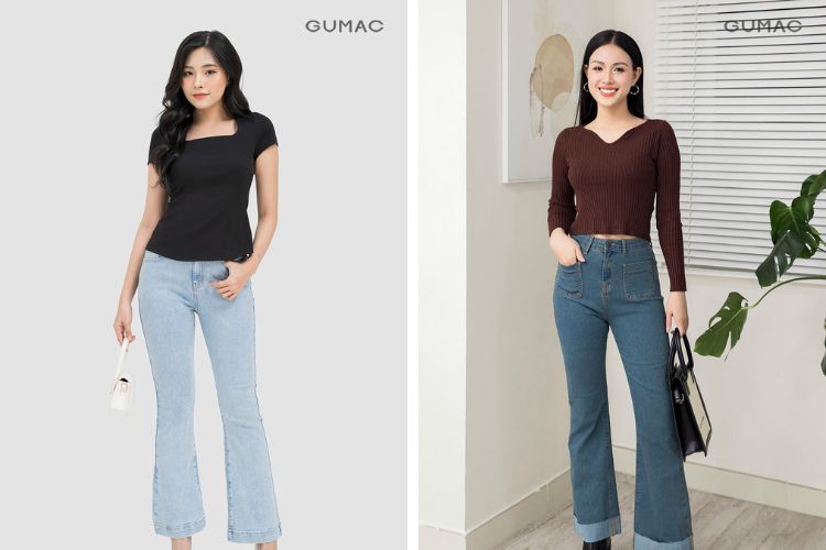 Áo kiểu và quần ống loe