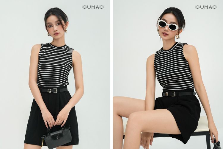 Áo thun tanktop kết hợp với quần short đi camping