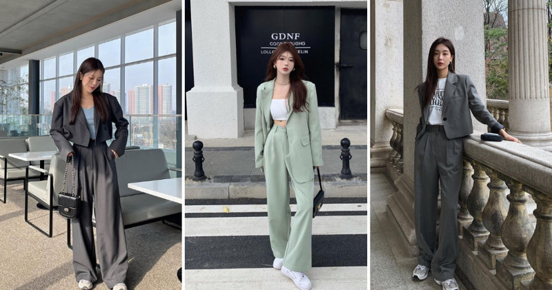 Kết hợp giữa quần tây ống suông và áo khoác blazer thanh lịch, thoải mái và tự tin