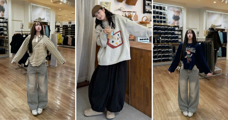 Quần ống rộng phối áo sweater ấm áp nhưng vẫn trẻ trung.