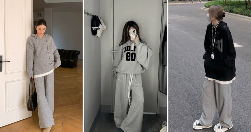 Quần ống rộng phối áo hoodie thoải mái, năng động.