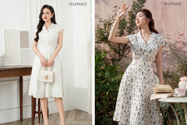 Gợi ý mẫu đầm cổ điển cho nàng đi chùa