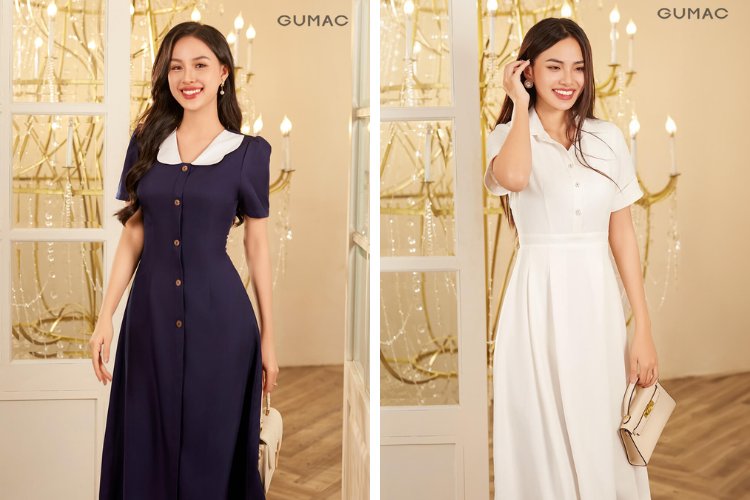 Gợi ý mẫu đầm sơ mi cho nàng đi chùa