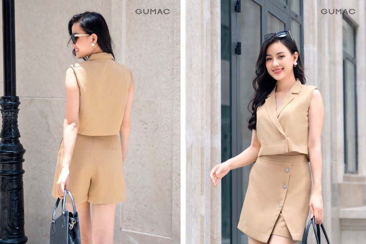 Đồ bộ trung niên thời thượng với áo kiểu danton sát nách cuốn hút