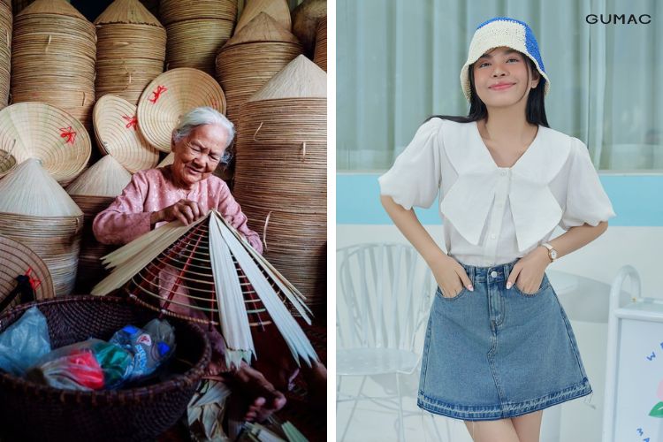 Mix nón lá và nón vành rộng đi Cần Thơ