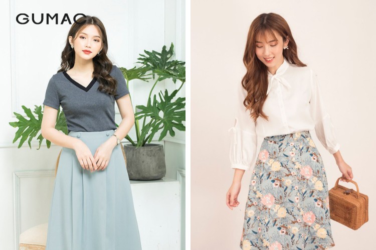 Mix áo len với chân váy Midi