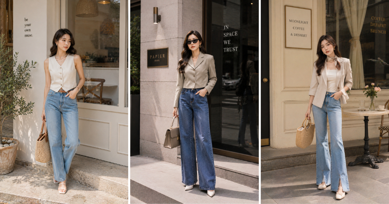Bí quyết phối màu sắc và họa tiết khi phối áo vest với jeans nữ.