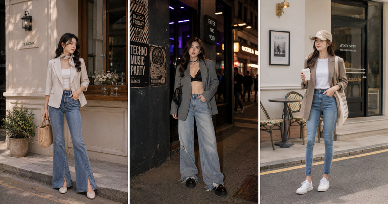 Cách chọn áo mặc bên trong sao cho chuẩn khi phối áo vest với quần jeans.