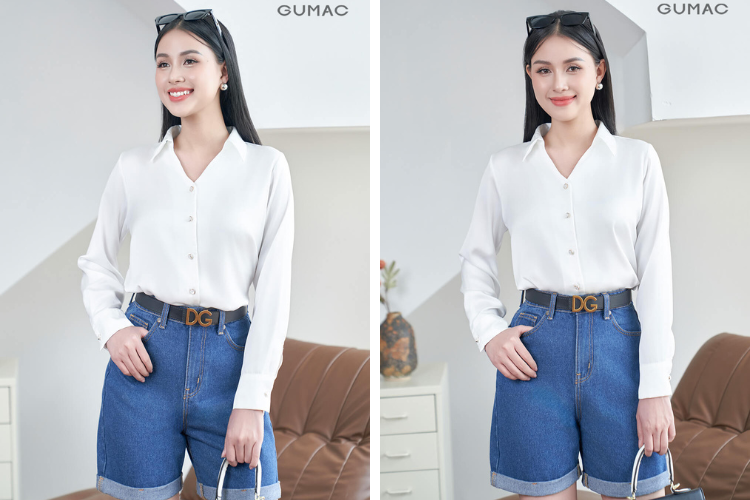 Phối đồ áo sơ mi với quần short đi Châu Đốc khi leo núi Sam