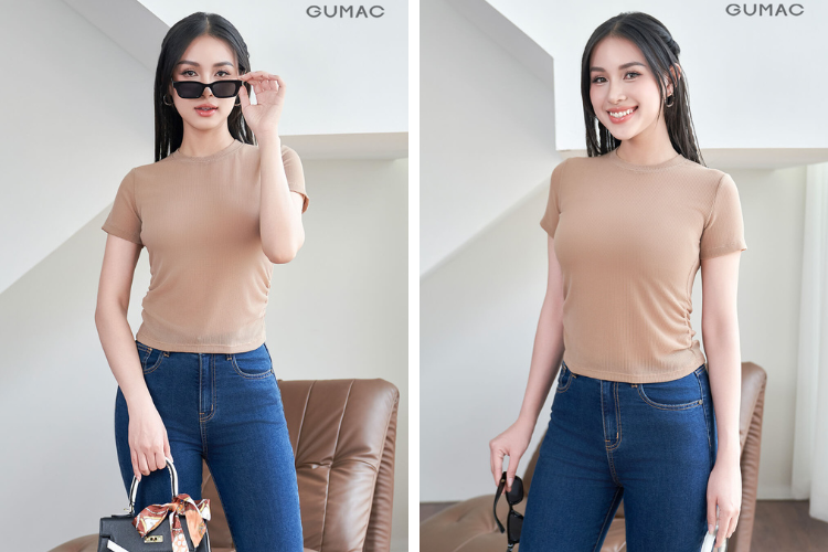 Phối đồ áo thun với quần jean leo núi Sam ở Châu Đốc