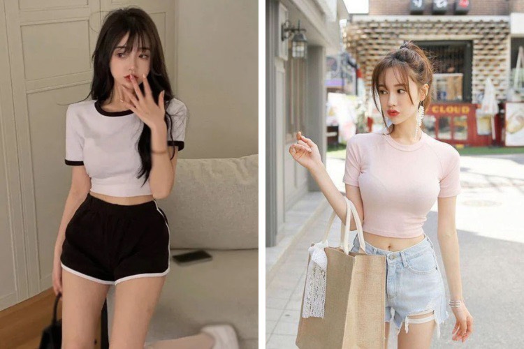 Mix đồ đi đánh bida - Áo croptop kết hợp quần short