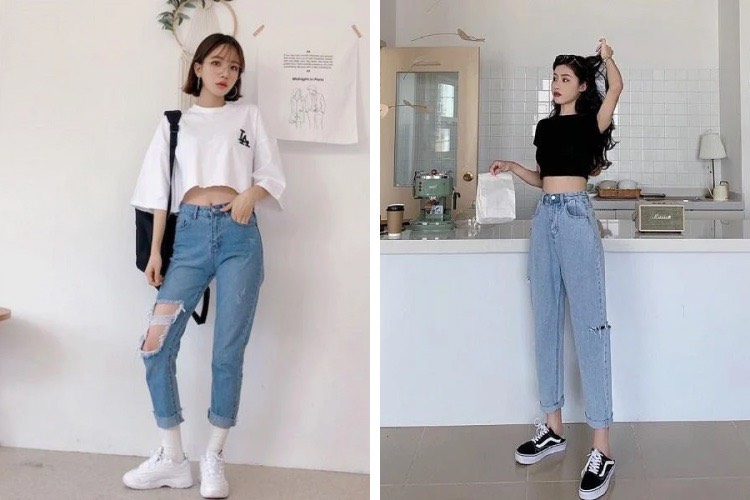Mix đồ đi đánh bida - Áo croptop phối quần jean