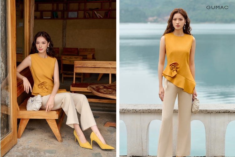 Kết hợp áo sát nách cùng quần tây nữ thời trang
