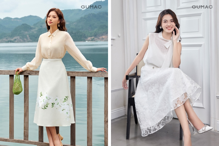 Phối áo voan cùng chân váy thời thượng