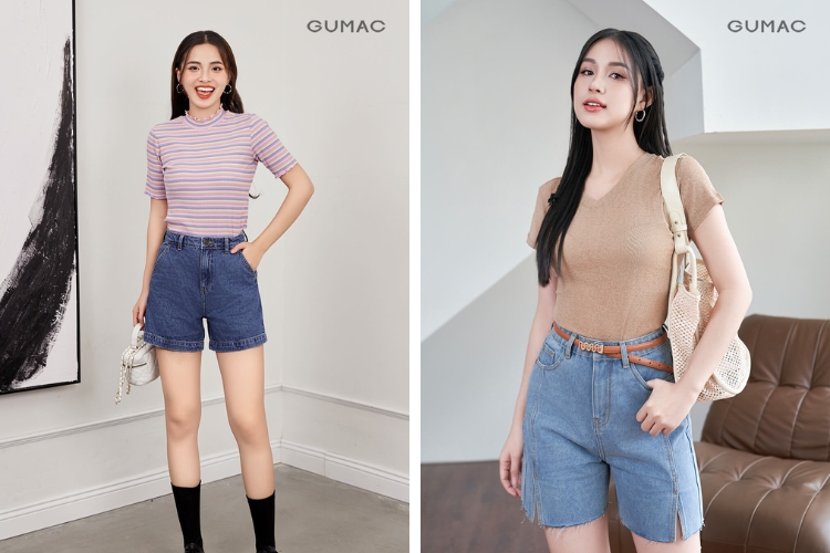 Phối đồ đi Singapore áo thun và quần short thoải mái