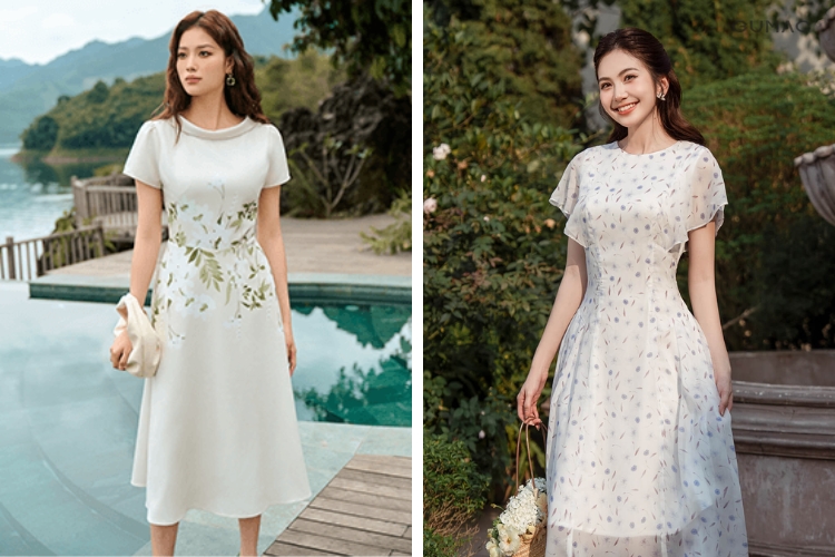 Mặc váy hoa và mix thêm túi xách thời trang