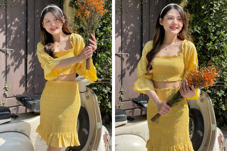 Áo croptop với chân váy