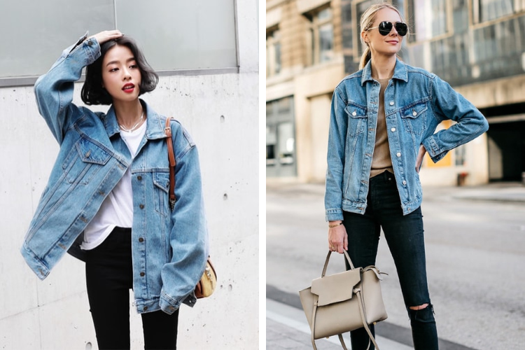 Phối cùng áo khoác jacket jean