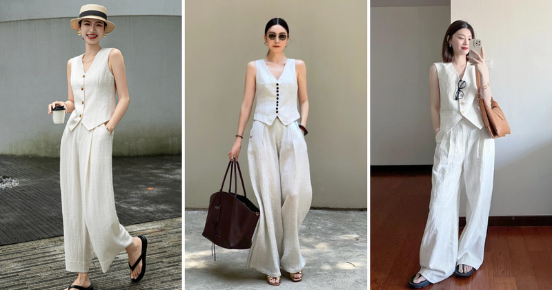 Áo gile nữ phối quần culottes sang trọng và chuyên nghiệp chốn văn phòng.